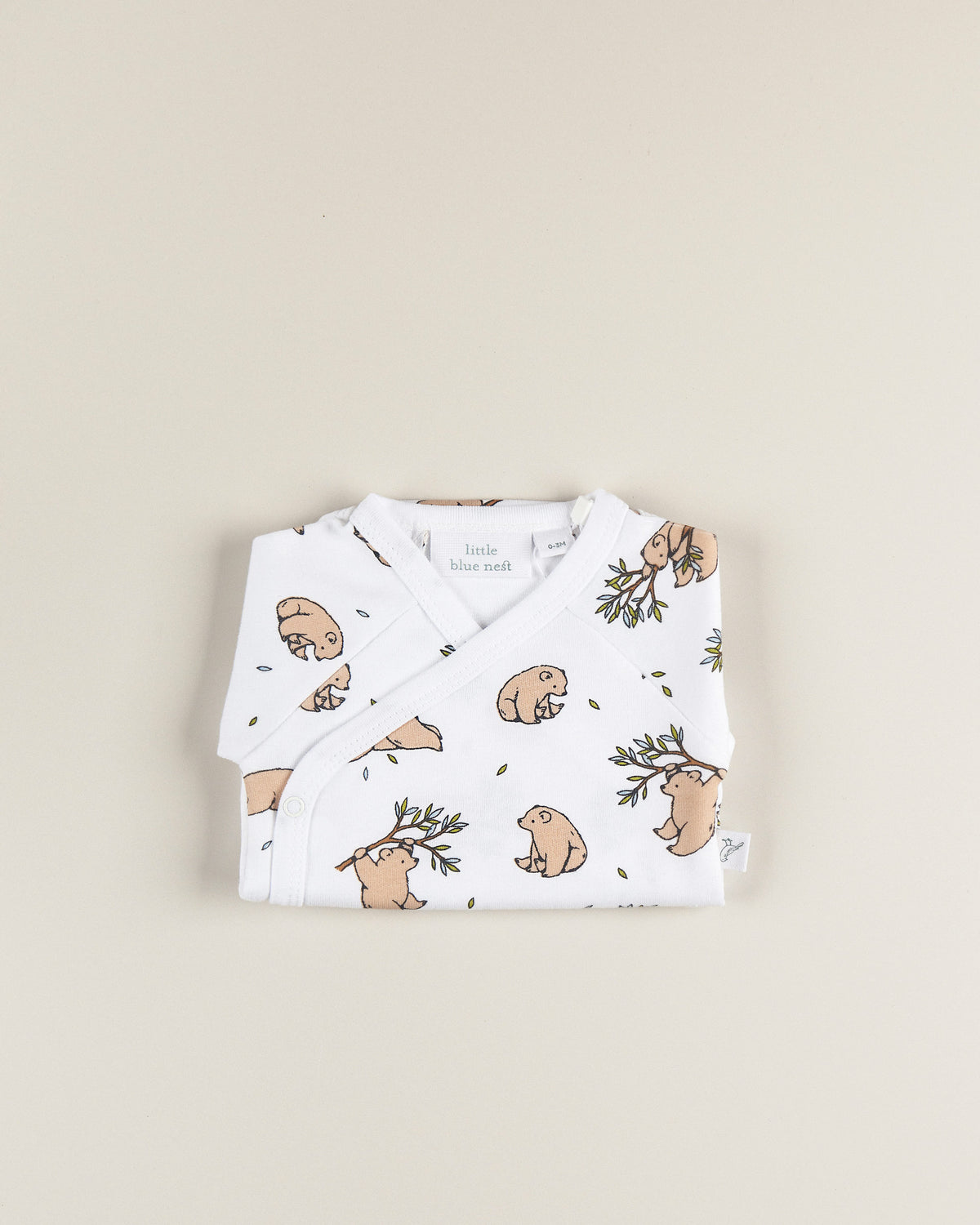 Folded bear kimono baby bodysuit vest