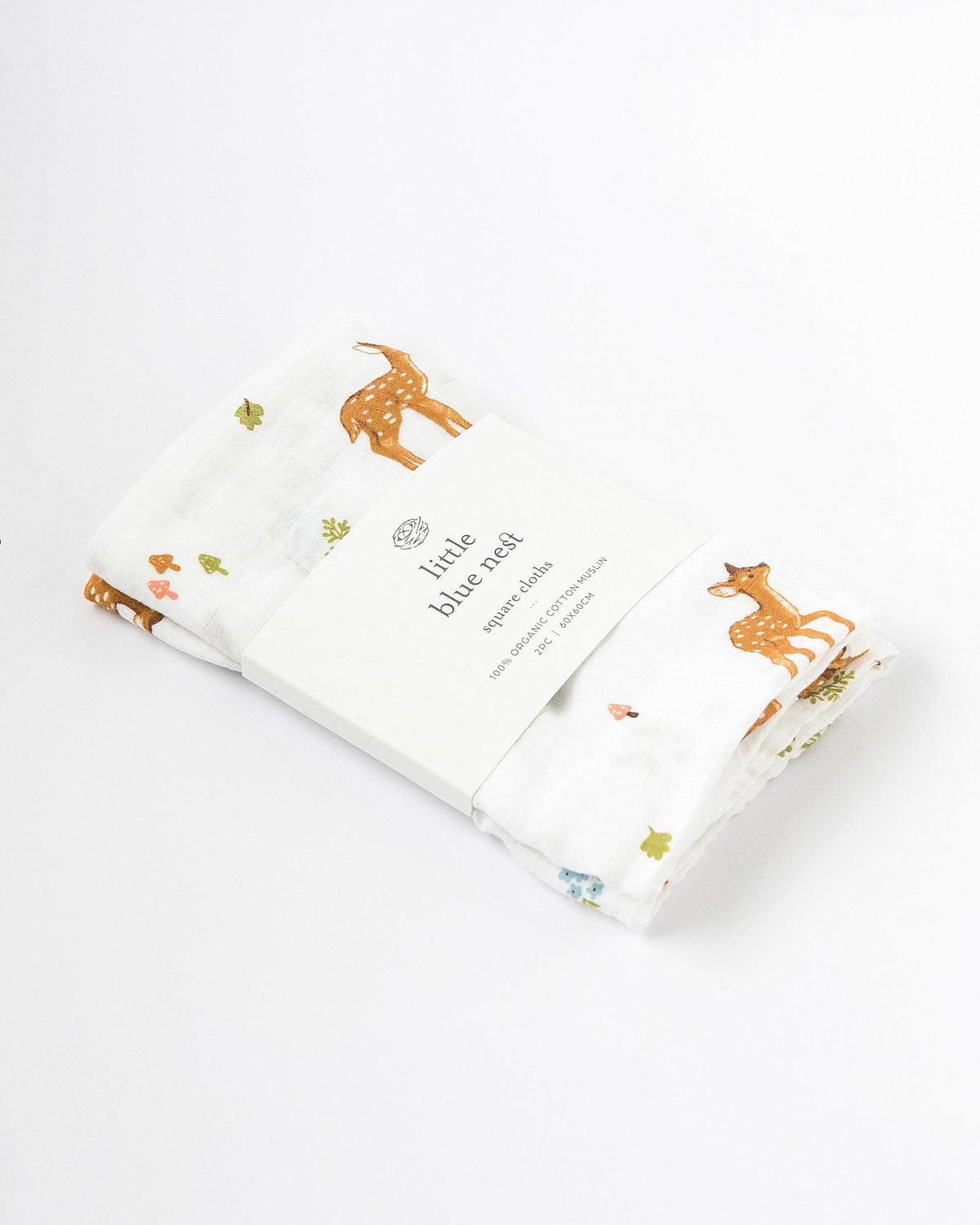 Organic cotton muslin square cloths - Fawn.