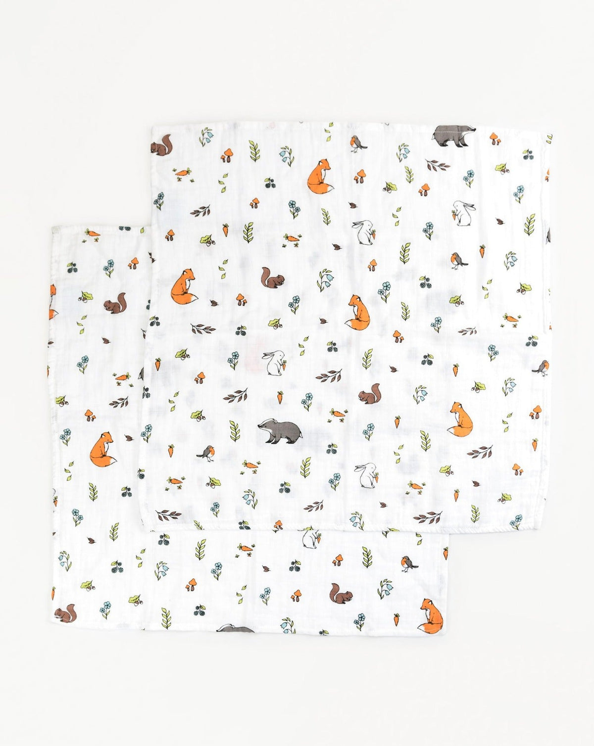 Organic cotton muslin square cloths - Into the woods.