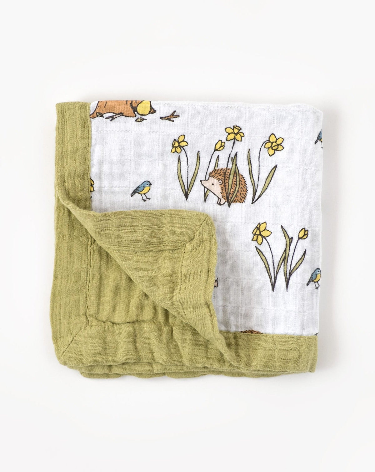 Organic cotton muslin comforter security - et - Woodland hedgehog.