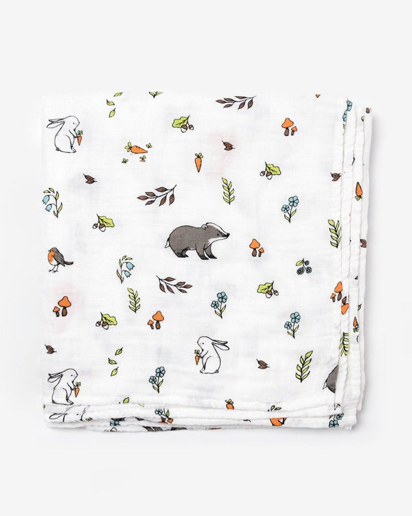 Swaddle Blanket Organic Cotton Muslin Extra Large Woodland Little