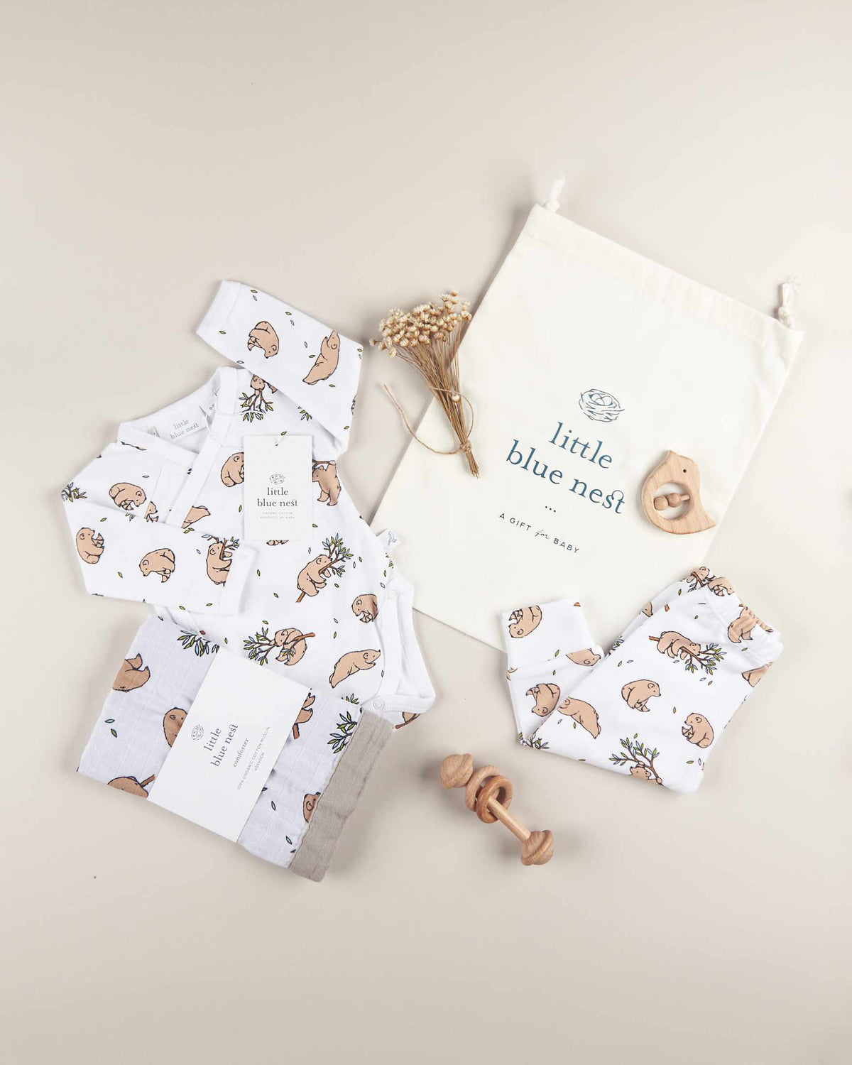 Organic cotton kimono bodysuit - Bear