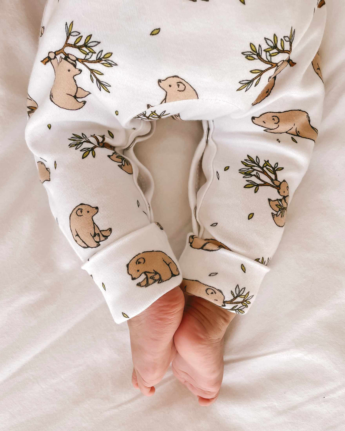 Popper closure leg detail bear romper