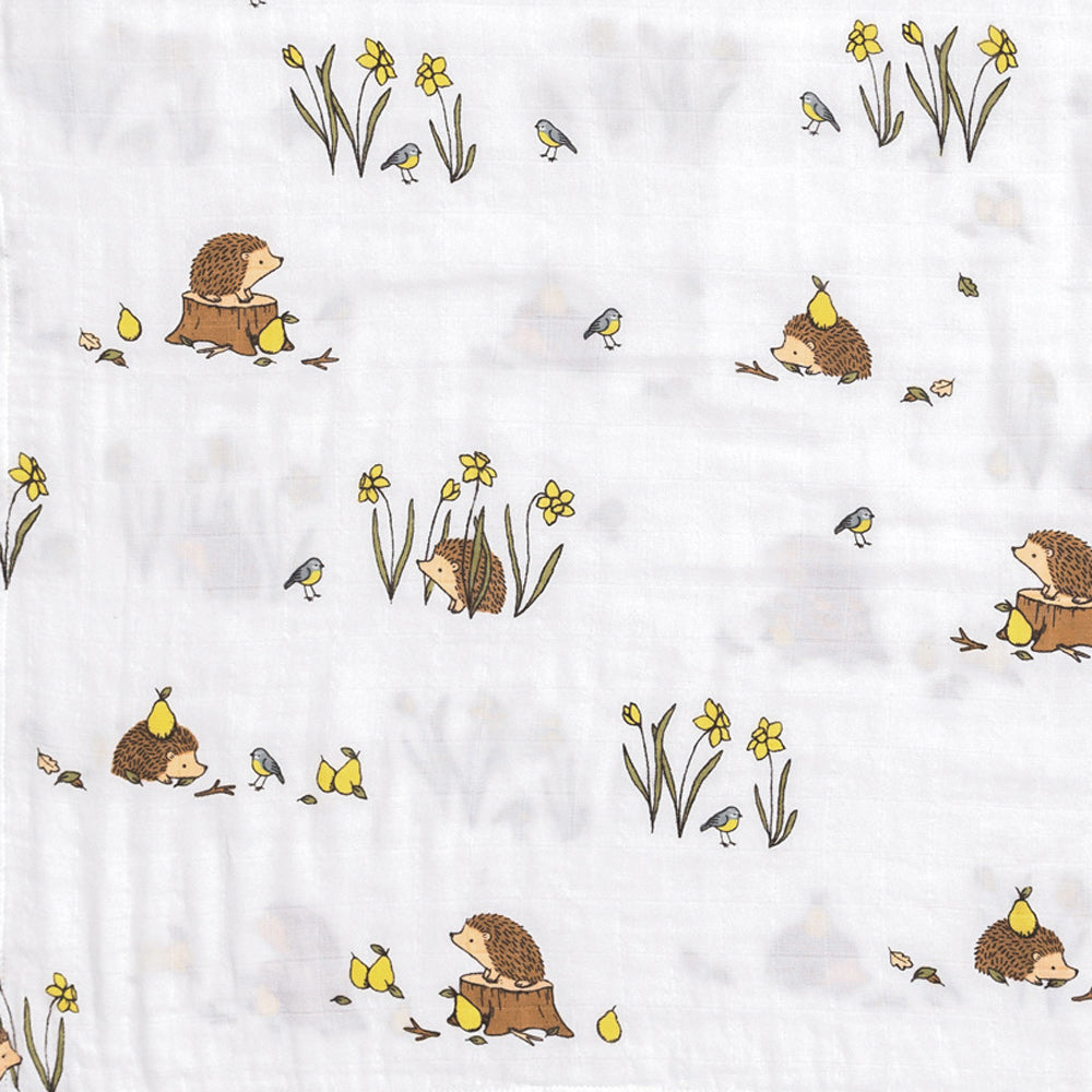 Organic cotton muslin woodland hedgehog collection