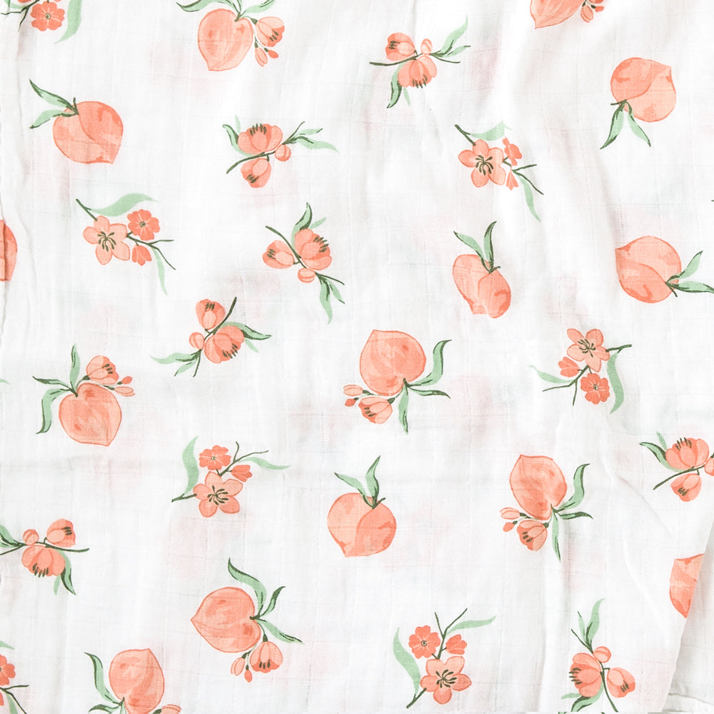 Organic cotton muslin with peach pattern