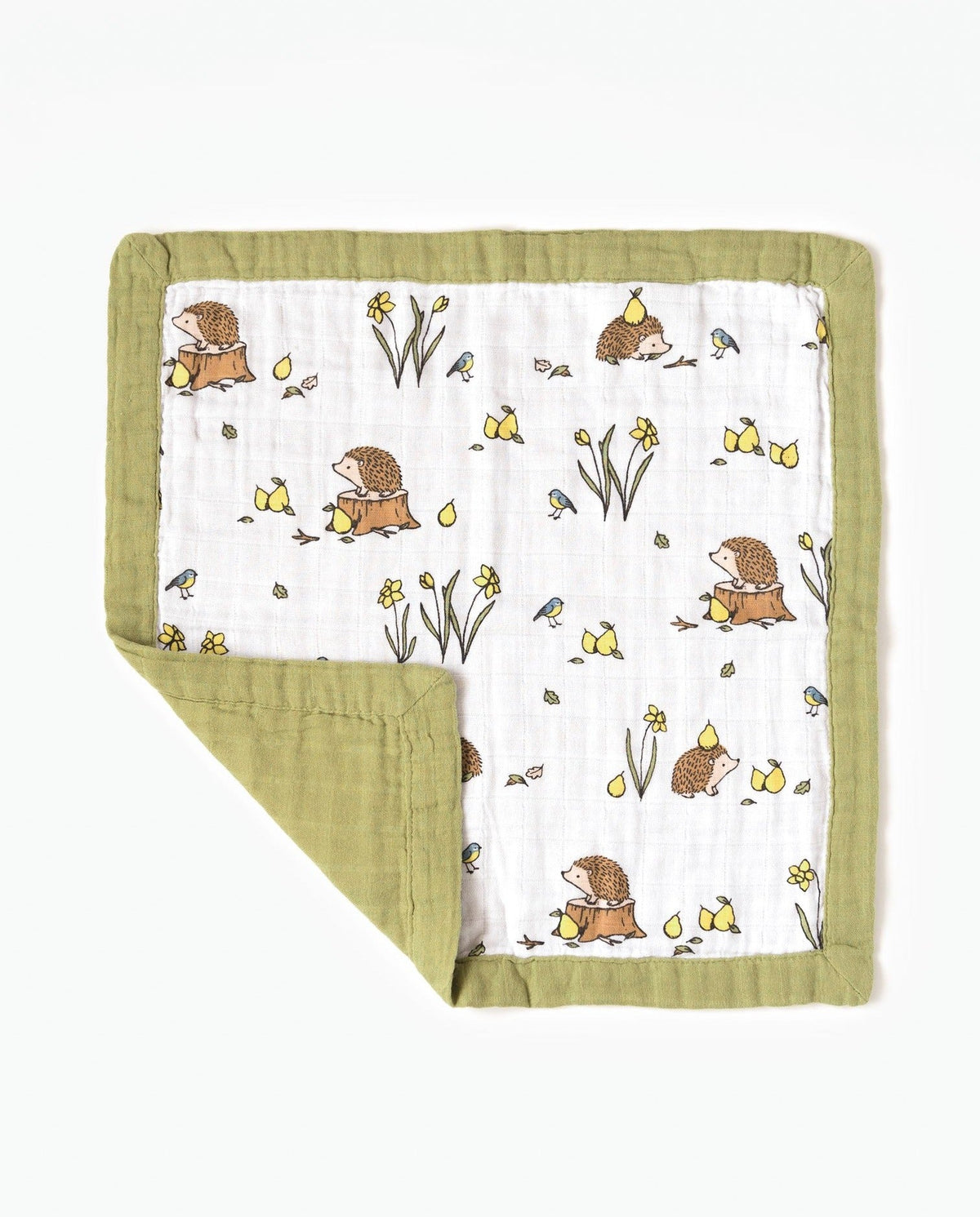 Organic cotton muslin comforter security - et - Woodland hedgehog.