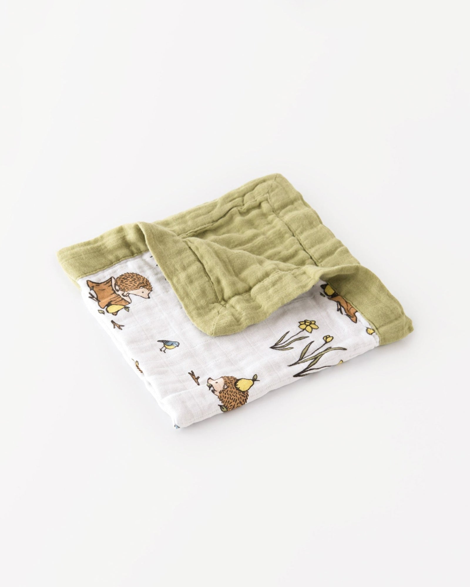 Organic cotton muslin comforter security - et - Woodland hedgehog.