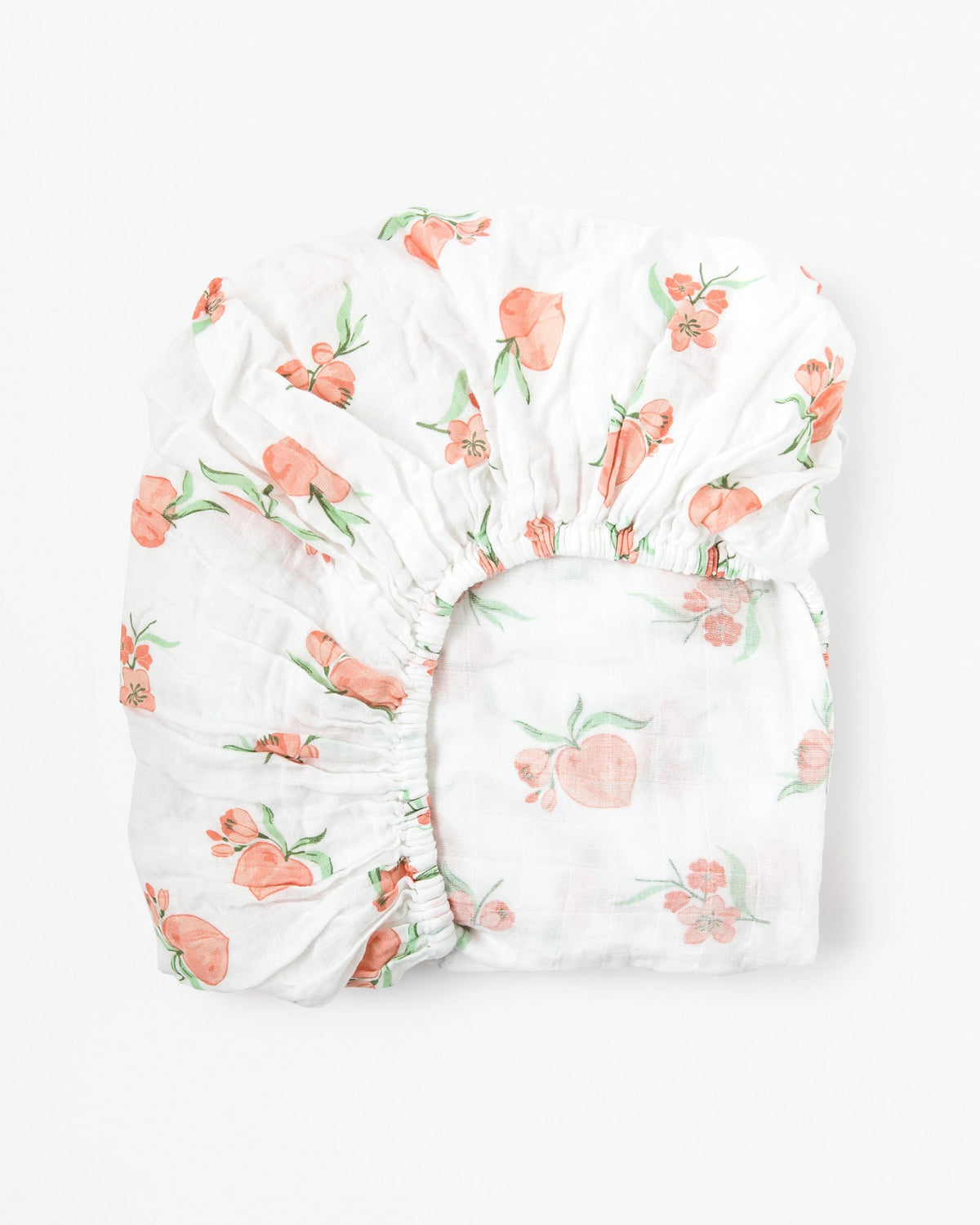 Organic cotton muslin fitted cotbed sheet, 140x70cm - Peach blossom.