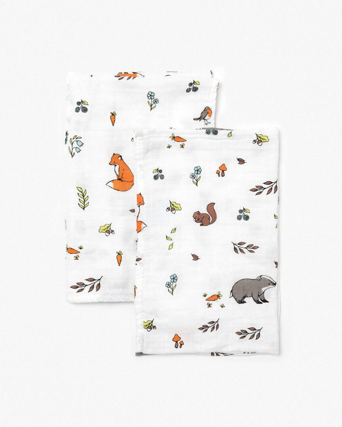 Organic cotton muslin square cloths - Into the woods.