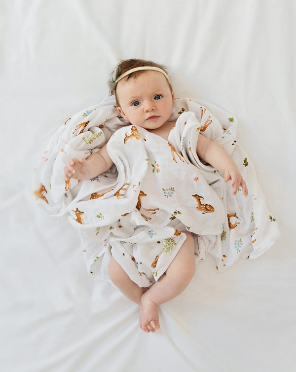 Swaddle Blanket Organic Cotton Muslin Extra Large - Fawn | Little Blue Nest