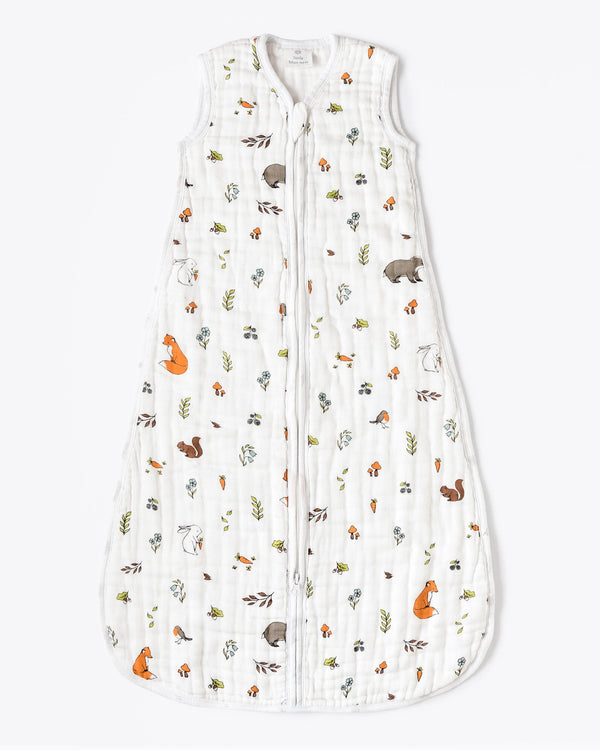 Baby Sleeping Bag Organic Cotton Muslin 1.5 Tog Woodland Little