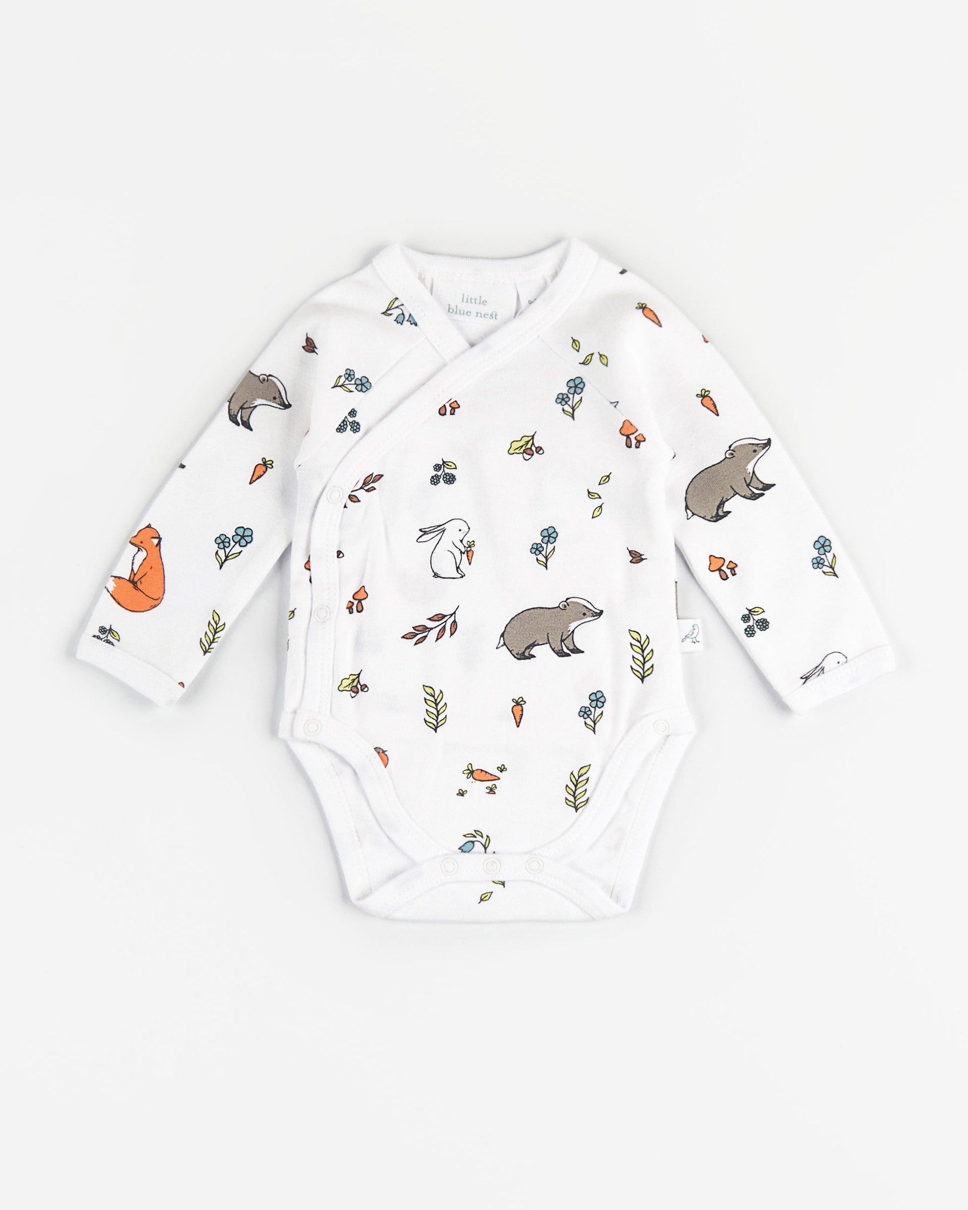 Organic cotton kimono bodysuit Woodland - Main Image